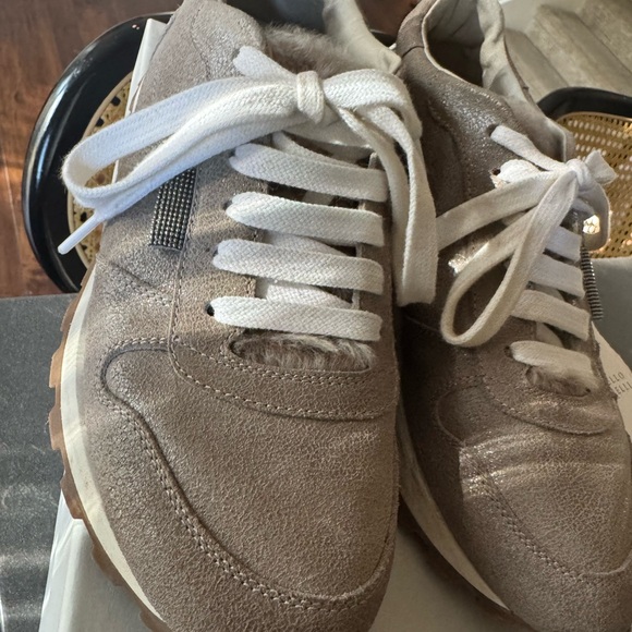Brunello Cucinelli Tan and White Sneakers - Picture 9 of 16